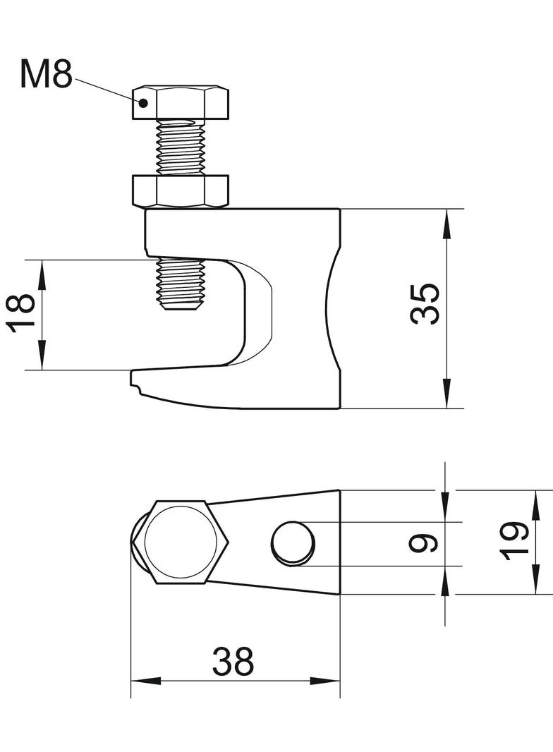 FL 1, KLAMRA ŚRUBOWA WSPORNIKA 0-17MM