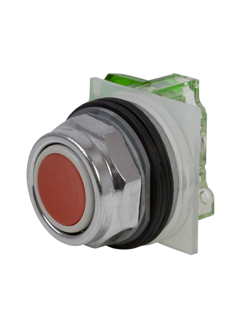 Harmony 9001K Przycisk kryty, O30, czerwony, 2 pozycyjny, samopowrotny, 1NO, metalowy, ośmiokątny