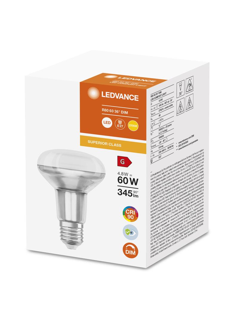 Lampa LED Superior R80 ściemnialna 4,8W 927 E27 LEDVANCE