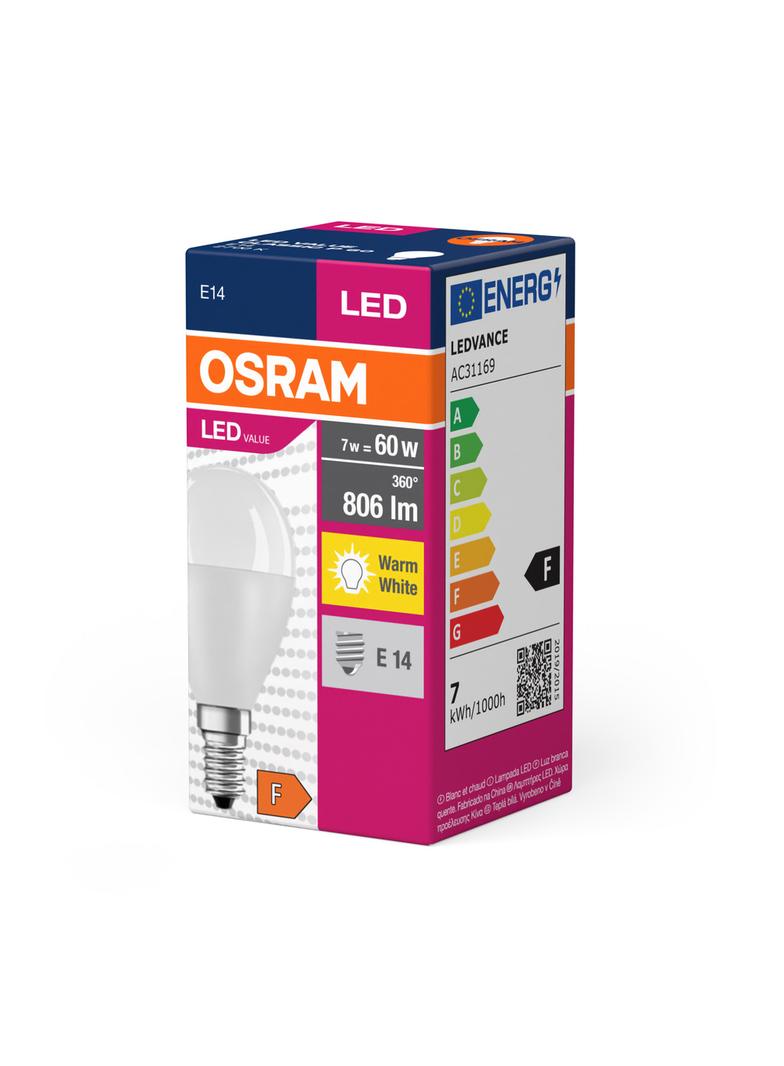 Lampa LED VALUE Classic P60 non-dim plastik 7,5W 827 E14