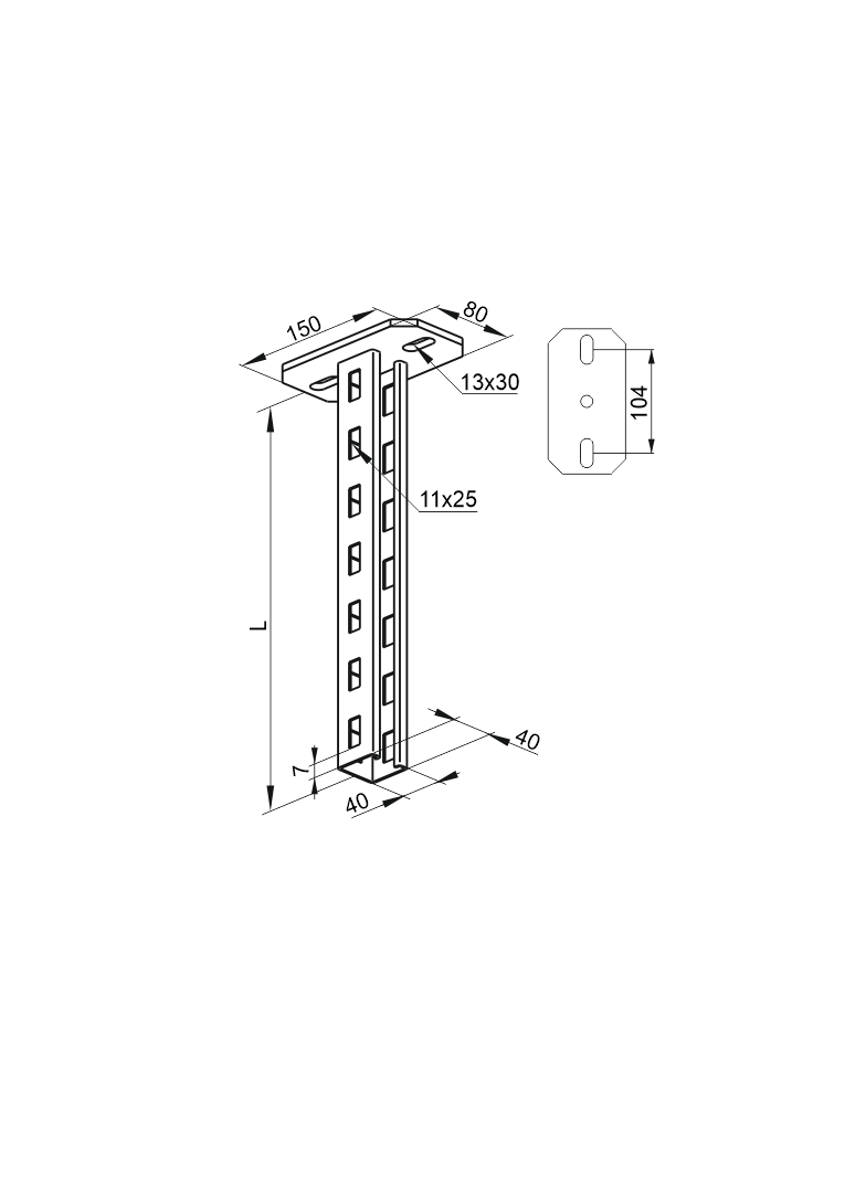 WPCW/WPCO3000N Wspornik sufitowy