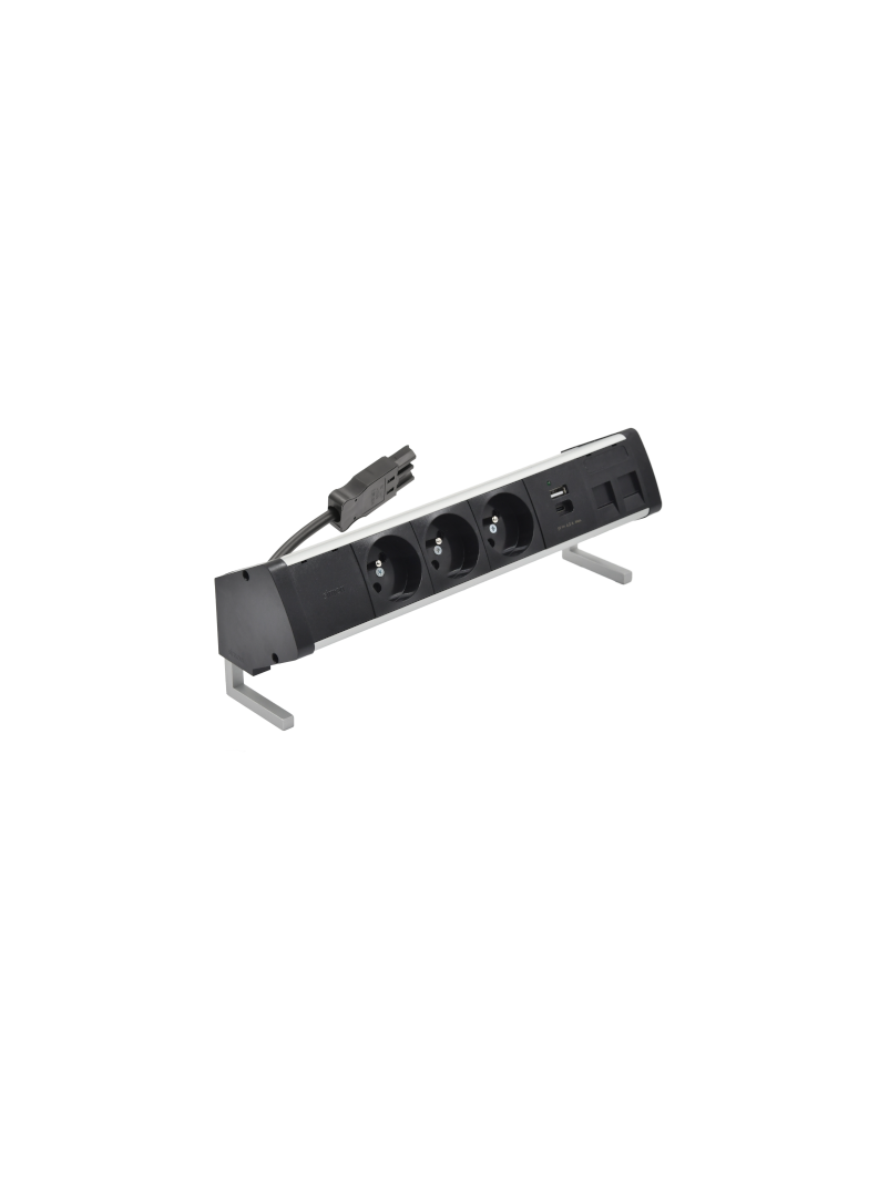 SIMON 480 TS48-410E30BK0-40 Biurkowy zestaw gniazd 3 gn. typ E + ładow. USB A+C i płytka dla 2 złącz