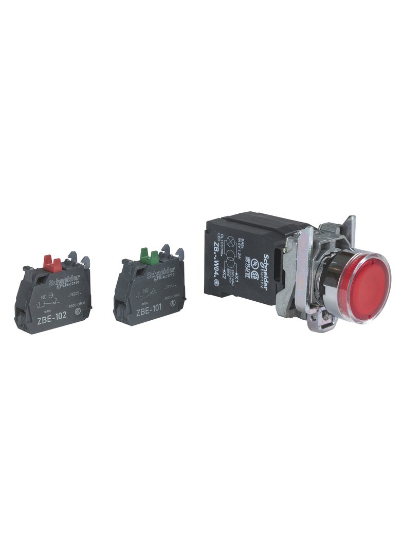 Harmony XB4 Przycisk płaski czerwony żarówka 110/120V transformator metalowy XB4BW3435 Schneider