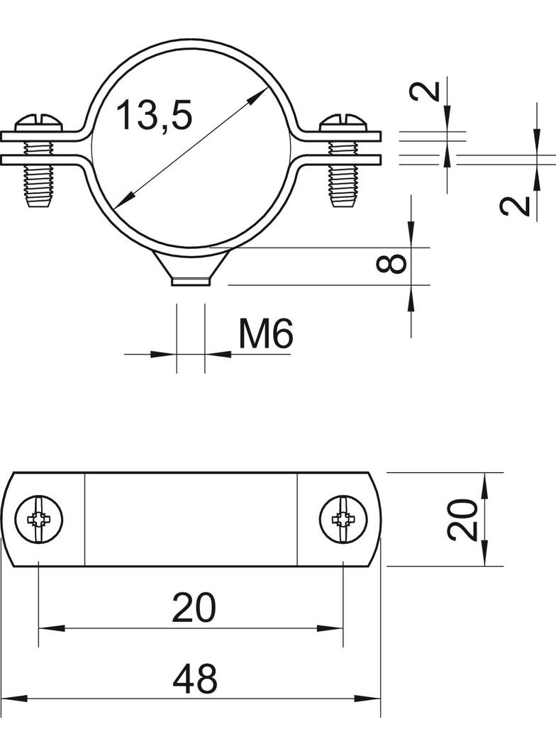 2900/W, ŚRUB.OBEJMA DYST.T.1/4" M6 V.