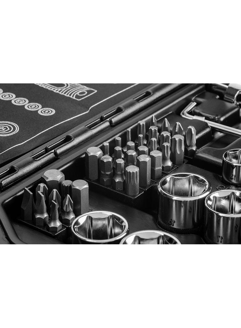 Klucze nasadowe 1/2", 1/4", zestaw 73 szt., CrV