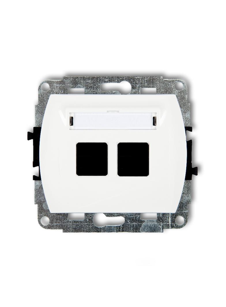 TREND Mechanizm gniazda multimedialnego podwójnego bez modułu (standard Keystone) biały