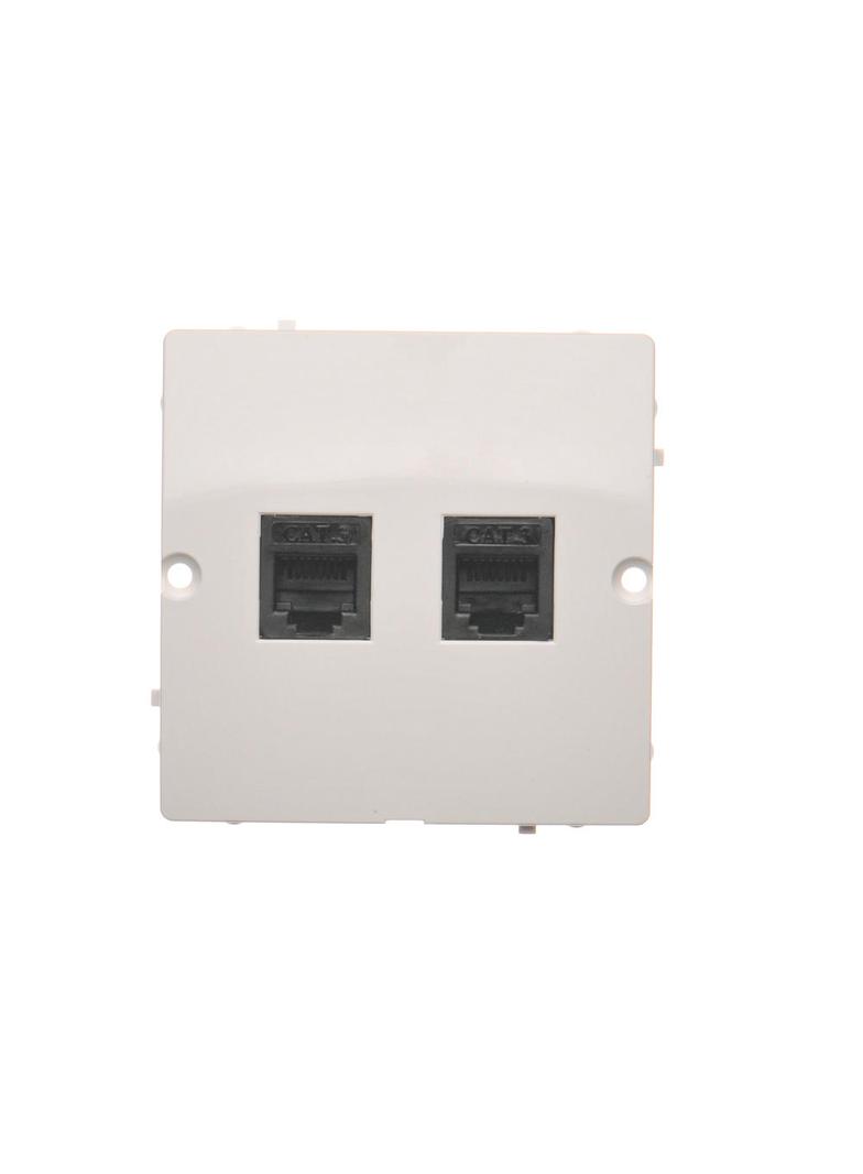 Simon Basic Gniazdo telefoniczne RJ12 podwójne Montaż gniazda na wkręty do puszki biały