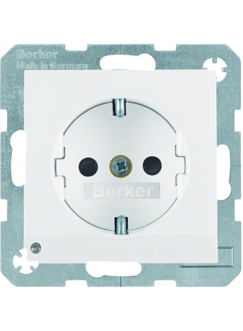 B.3/B.7 Gniazdo SCHUKO z uz. z podświetleniem orientacyjnym LED, biały 41091909 HAGER