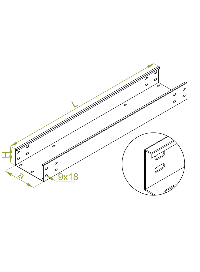 KZWC500H100/3 Korytko wzmocnione 2,0 mm