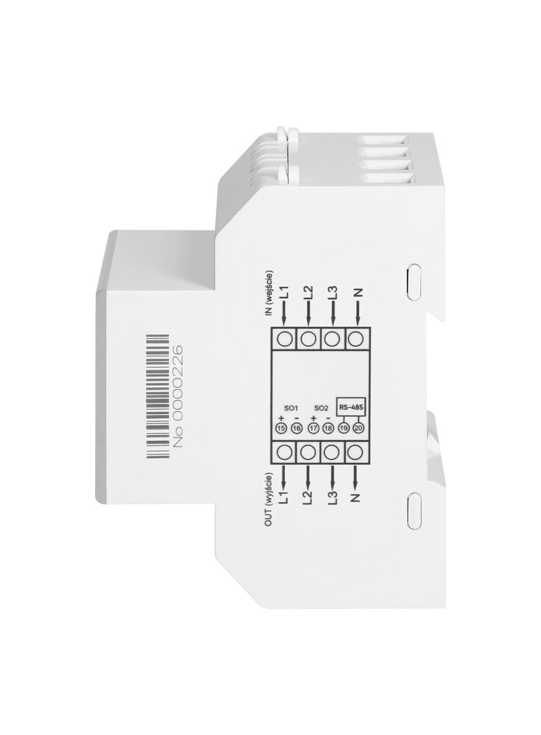 3-fazowy licznik energii elektrycznej, 100A, port RS-485, MID, 4 moduły, wielotaryfowy DIN TH-35mm,