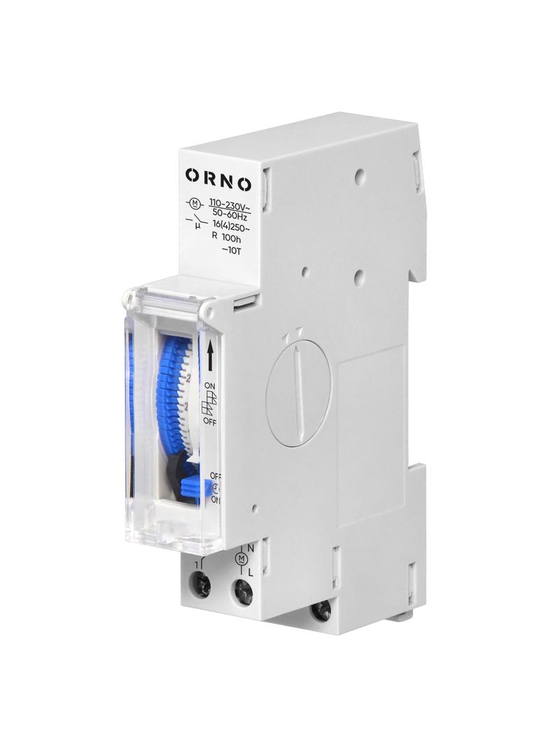 Mechaniczny programator czasowy 1 modułowy, 24 godziny, minimum 15 minut, 110-230 VAC, rezerwa 100 g