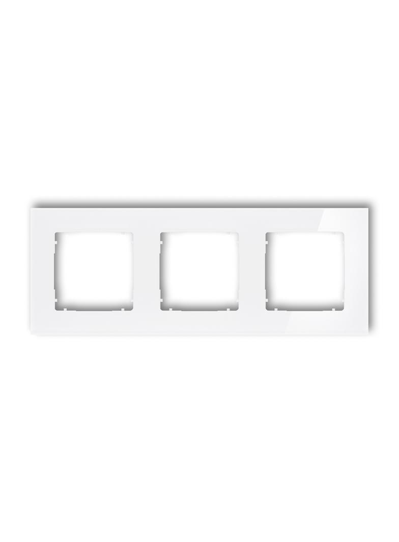 ICON Ramka uniwersalna potrójna kwadratowa - efekt szkła (ramka: biała; spód: biały) biały