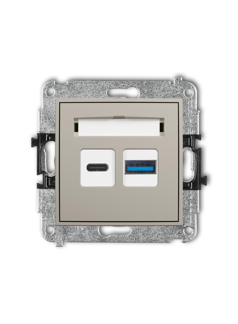 ICON Mechanizm ładowarki USB podwójnej USB C + USB A, 20W max. taupe