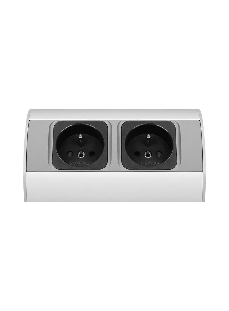 Gniazdo meblowe bez wyłącznika, 2x2P+Z, srebrne OR-AE-1303/G ORNO