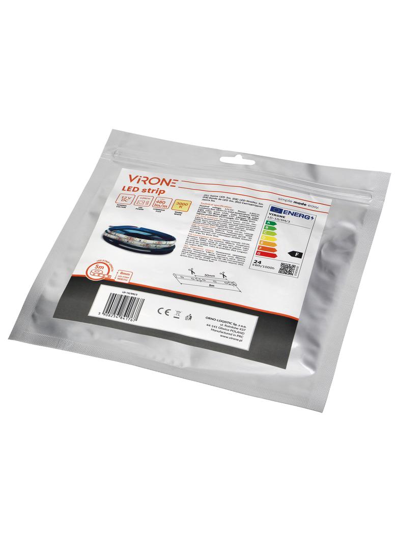 Taśma LED 12V 2835 60L/m 4,8W/m IP63 3000K 5m LD-10/5M/3 ORNO