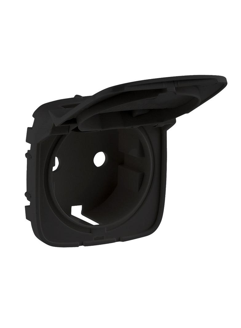 VALENA ALLURE - PLAKIETKA CZARNA GNIAZDA POJEDYNCZEGO SCHUKO 2P+Z Z KLAPKĄ, Legrand