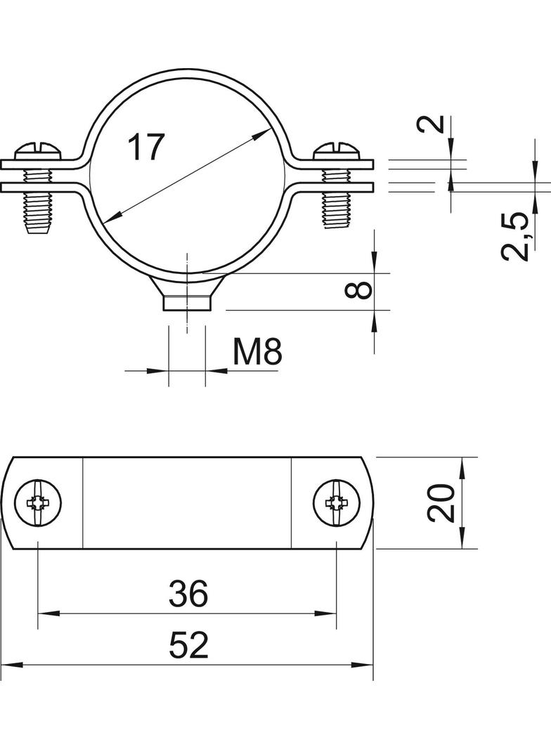 2900/W, ŚRUB.OBEJMY DYSTANS.3/8" M6
