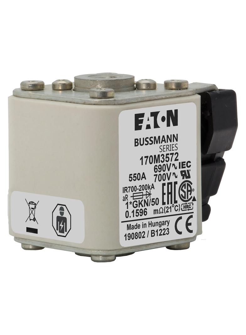 FUSE 550A 690V 1*GKN/50 AR UC Wkładka szybka 550A AC 690V rozmiar 1 45x59x51 mm aR, 170M3572 EATON