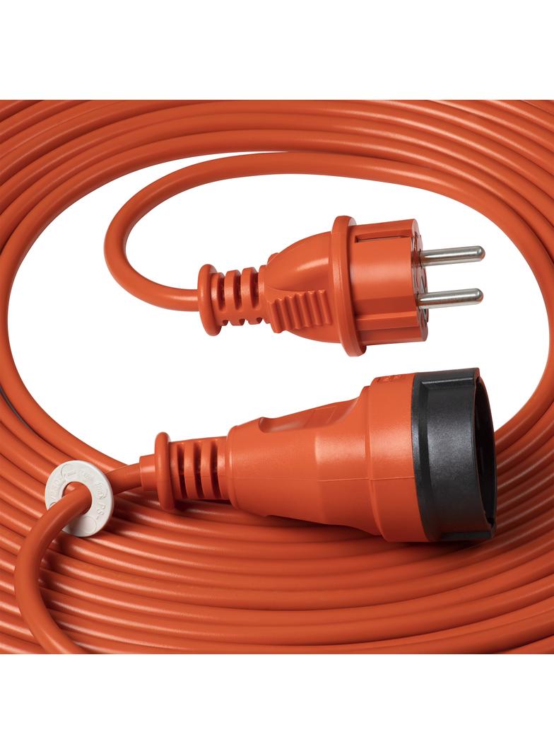 Przedłużacz ogrodowy pomarańczowy zalewany 1x2P+Z (schuko) 50m,H05VV-F 3x1,0mm2 230VAC/10A OR-AE-131