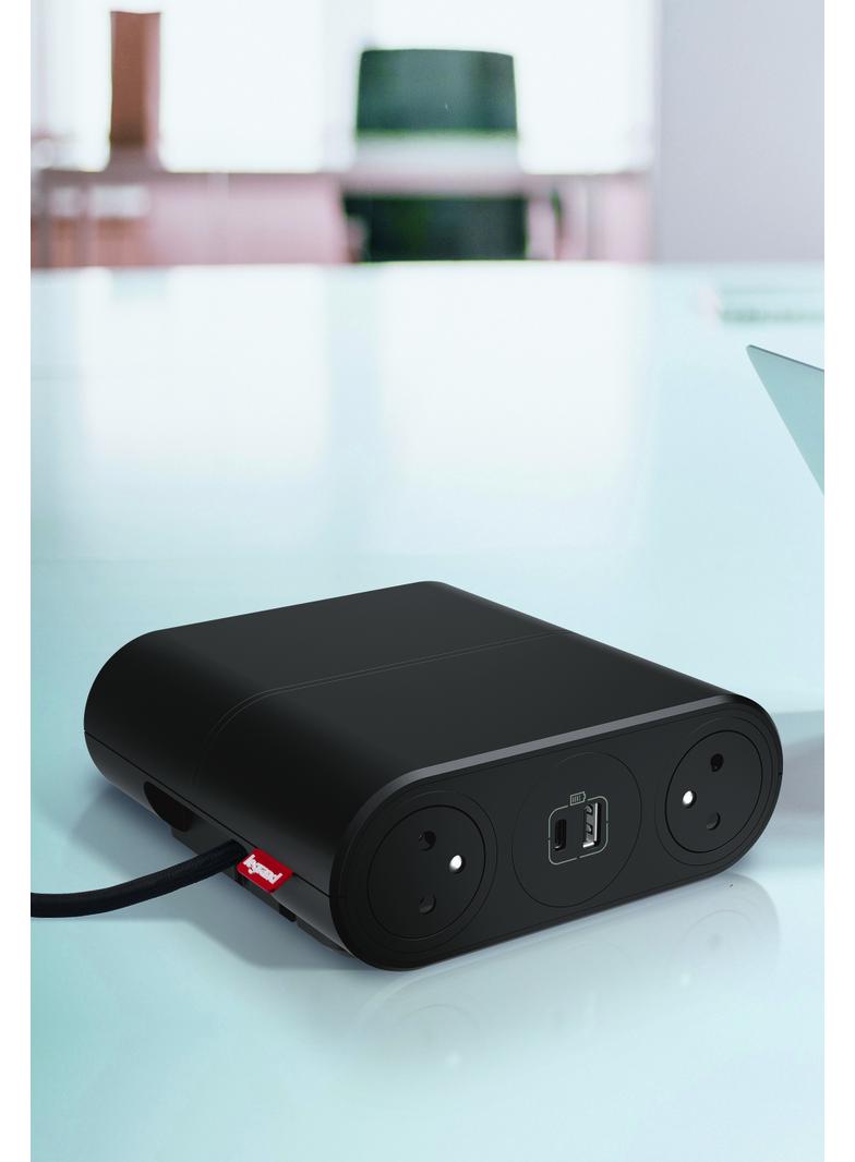 INCARA: LINK'ON - 4X2P+Z / 2XUSB A+C / HDMI (Z PRZEWODEM 2 M) / ZŁĄCZE WIELAND - 2,5 M-CZARNY, Legra