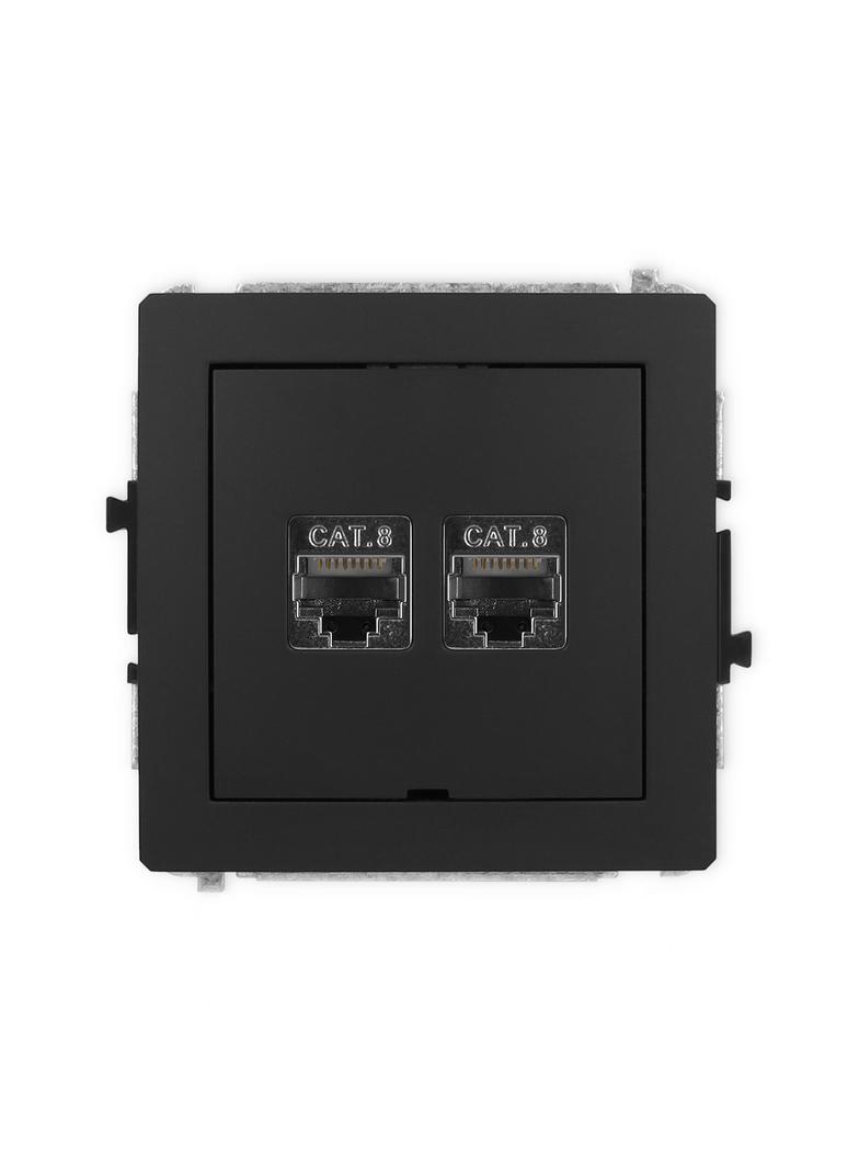 DECO Mechanizm gniazda komputerowego podwójnego 2xRJ45, kat. 8, ekranowany, 8-stykowy, bez pola opis