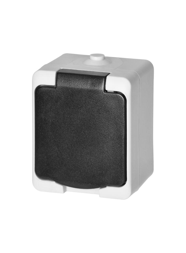 Gniazdo pojedyńcze 2P+Z AQUATIC MINI IP54, 10A, 230V AC, biało-czarne OR-OE-7305/WB ORNO