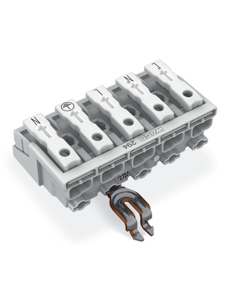 złączka zasilająca 5-biegunowa ze stopkami ze styk. PE