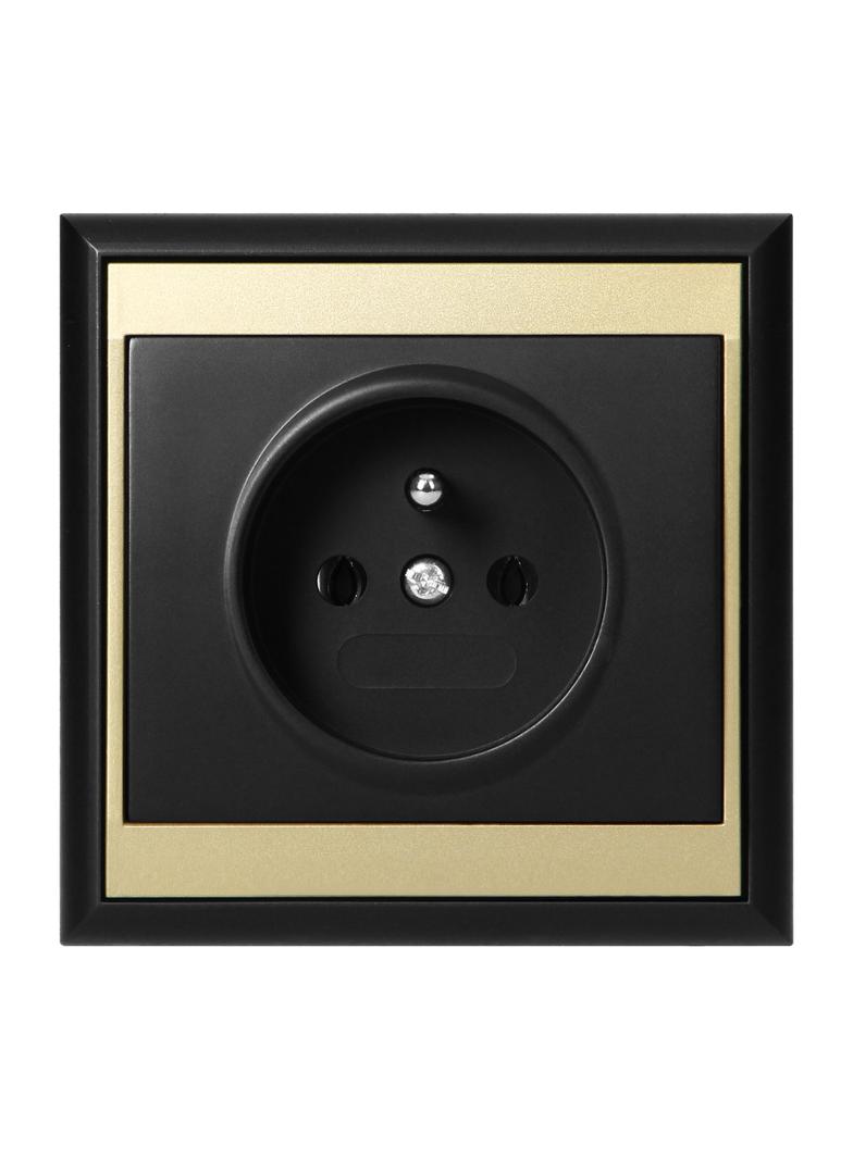Gniazdo pojedyncze podtynkowe 2P+Z Luna, 16A, 250V, PT-16L, czarny/złoty OR-OE-7605/BC ORNO