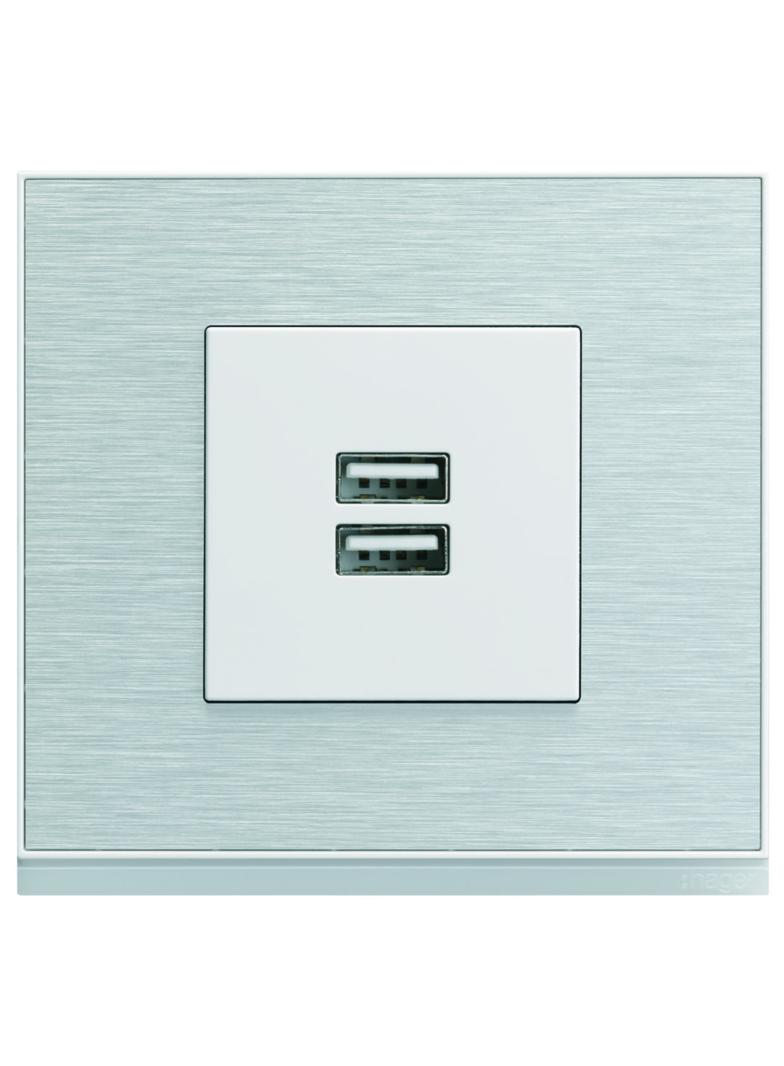 gallery Płytka czołowa do gniazda ładowania USB, 2M, biały WXD112B HAGER
