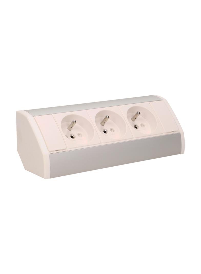 Gniazdo meblowe 3x2P+Z, biało-srebrne OR-GM-9001/W-G ORNO
