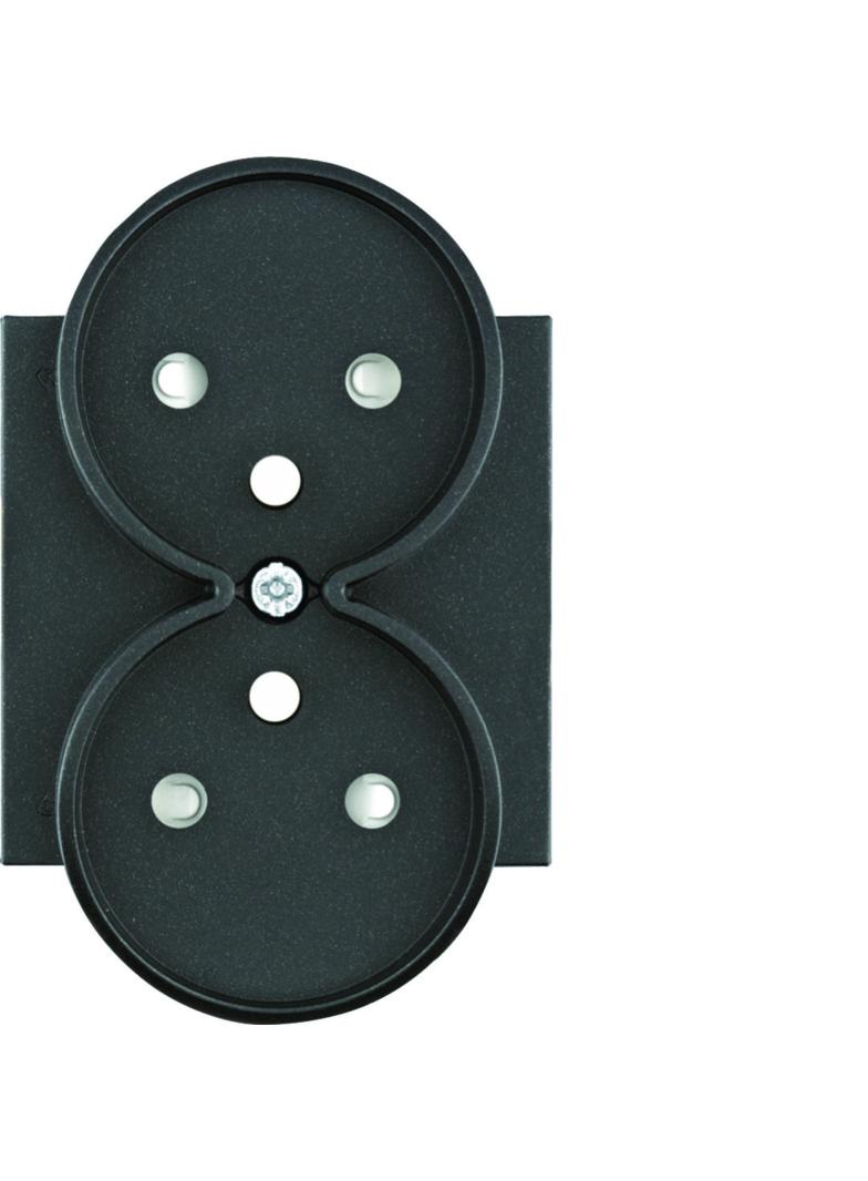 lumina Płytka czołowa do gniazda z uziem. podwójnego z przysłonami styków czarny