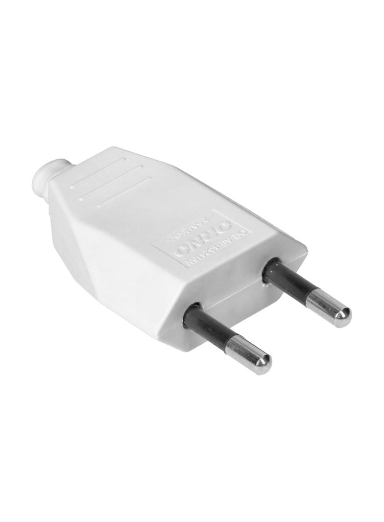 Wtyczka płaska bez uziemienia, 2,5A, 250V, biały poliwęglan, 1 sztuka OR-AE-13241/W ORNO