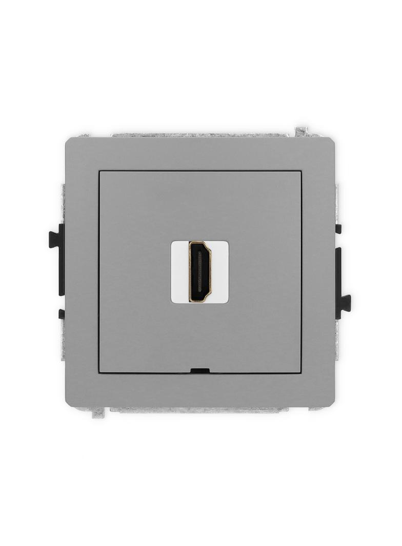DECO Mechanizm gniazda pojedynczego HDMI 2.0, bez pola opisowego szary mat