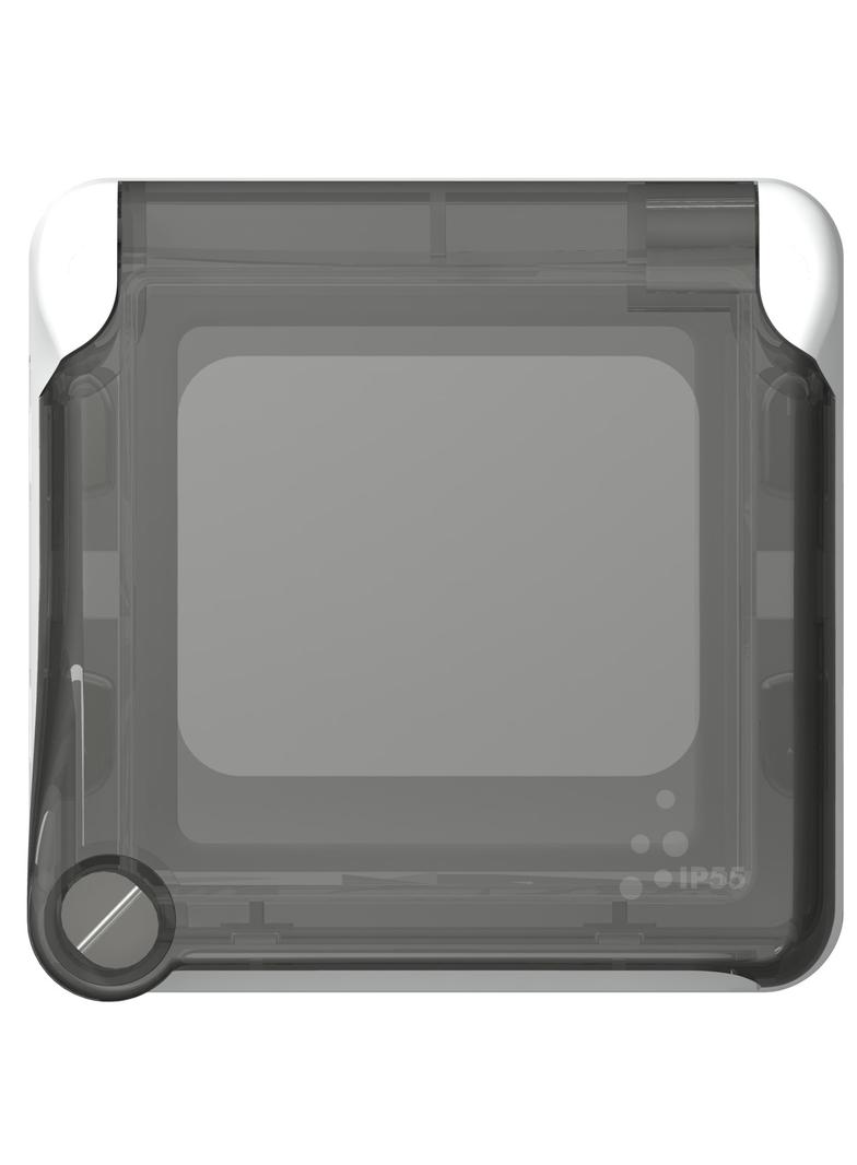 PLEXO55 ADAPTER Z KLAPKĄ PRZYCIEMNIONĄ DO MECHANIZMÓW MOSAIC SZARY/BIAŁY, Legrand