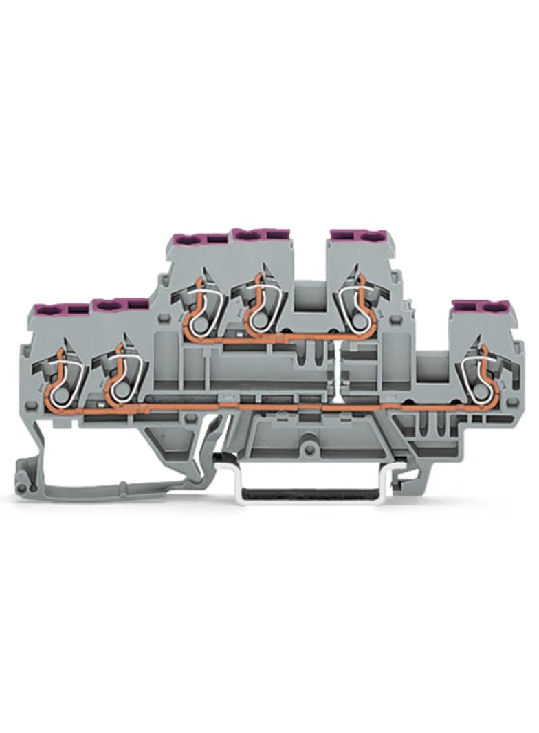 złączka dwupiętrowa L/L 6-przewodowa 2,5 mm2 szara