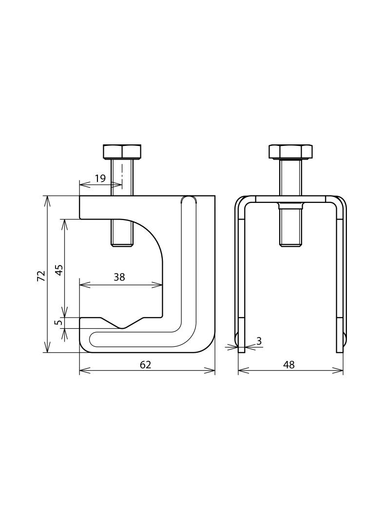 Zacisk dla prętów 20-32 mm, do drutu 6-10 mm lub płask. 40x4-5 mm, stal