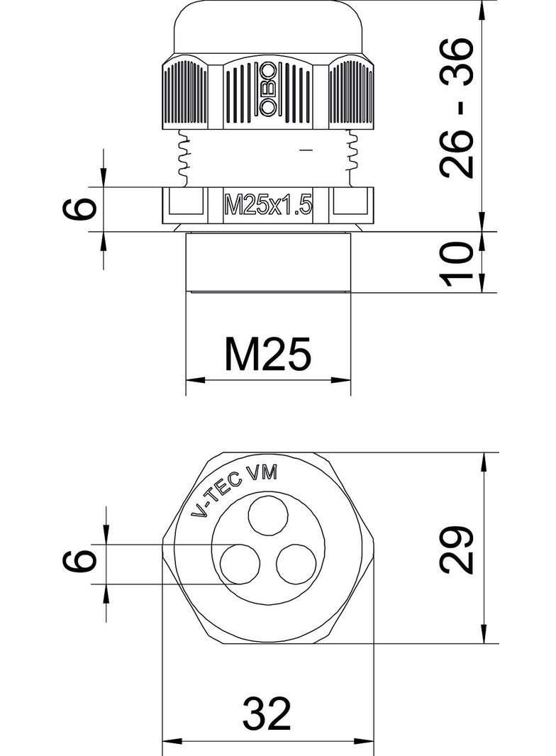 V-TEC VM25 3x6, Dławik kablowy
