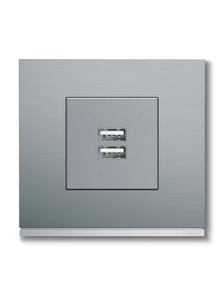 lumina Płytka czołowa do gniazda ładowania USB srebrny WXD112T HAGER