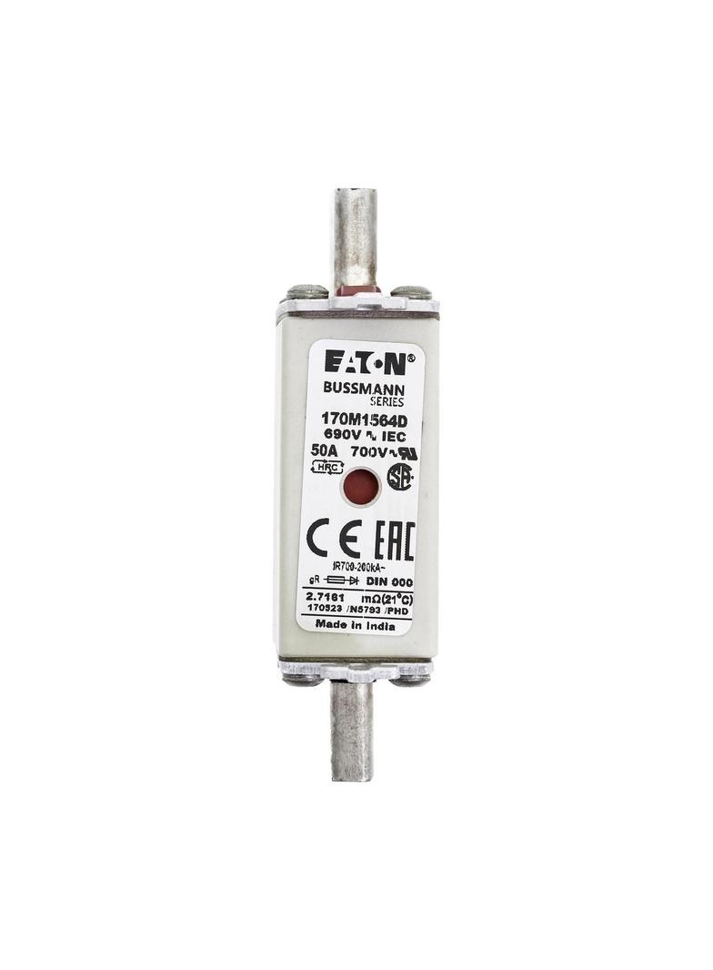 FUSE 50A 690V gR DIN 000 HSDNH Wkładka szybka 50A 690V gR DIN 000 podwójny wskaźnik 170M1564D EATON