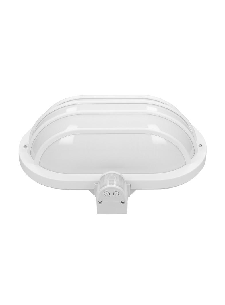LASO, oprawa ogrodowa z czujnikiem ruchu 180st, 1x60W, E27, IP44, plastik, biała LF-2/W ORNO
