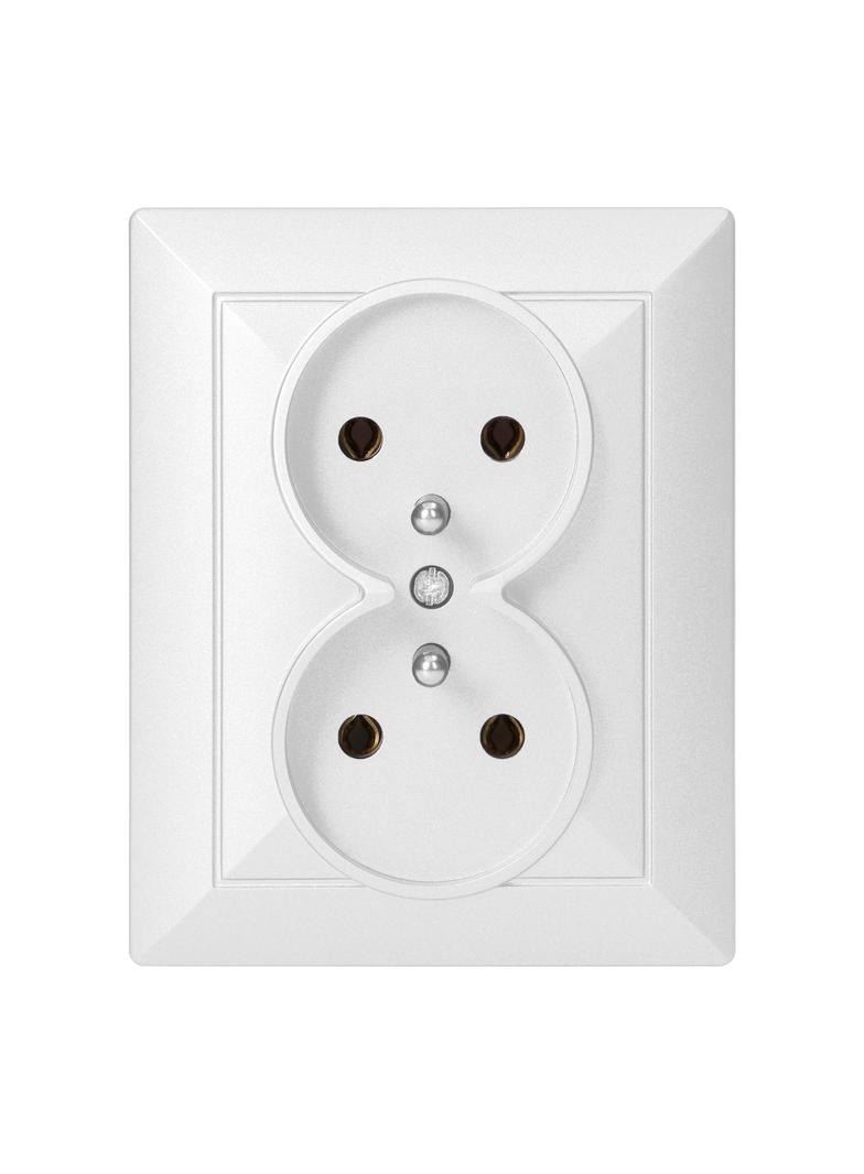 Gniazdo podwójne podtynkowe 2x2P+Z Pearl, 16A, 250V, PT-6 P, biały