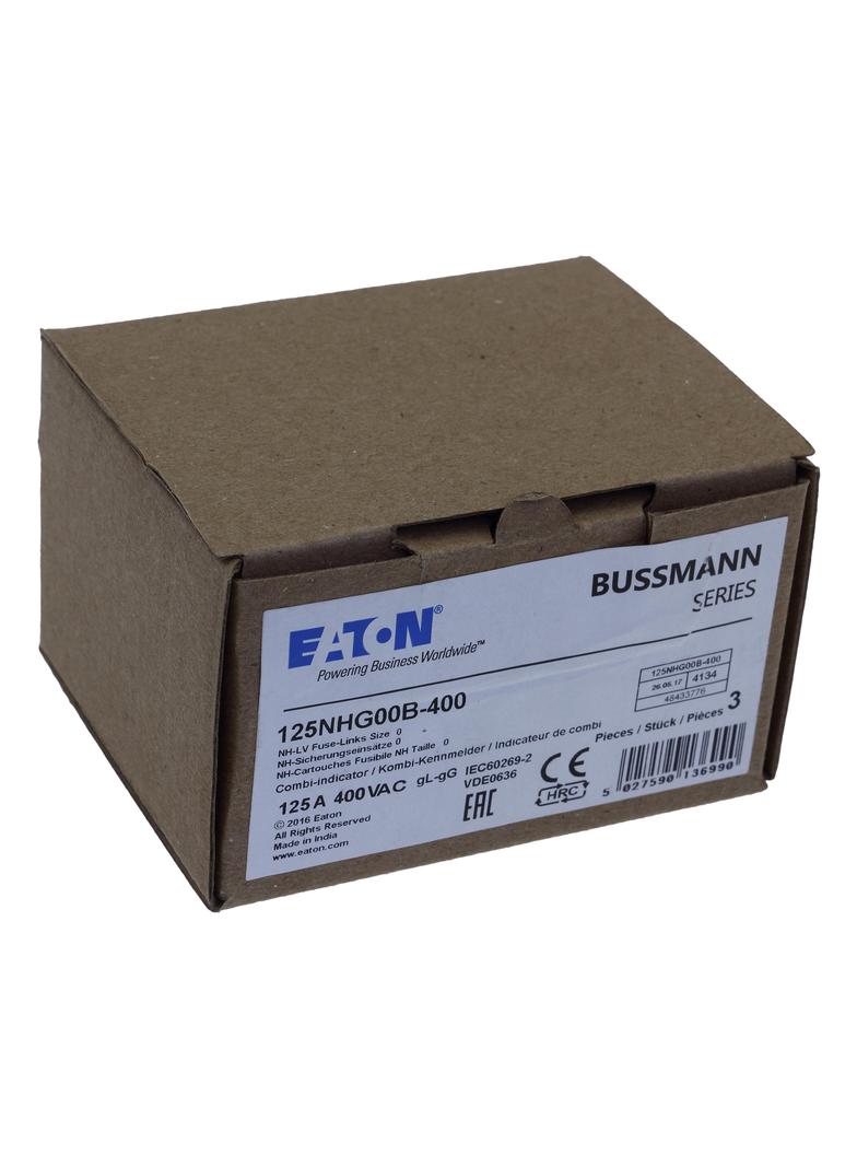NH FUSE 125A 400V GG/GL SIZE 00 Wkładka NH00 125A 400V GL/GG podwójny wskaźnik 125NHG00B-400 EATON
