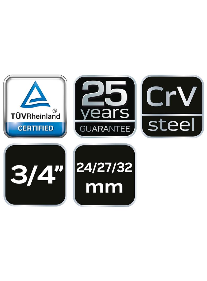 Klucz do kół krzyżakowy, 24 x 27 x 32 mm, 3/4"