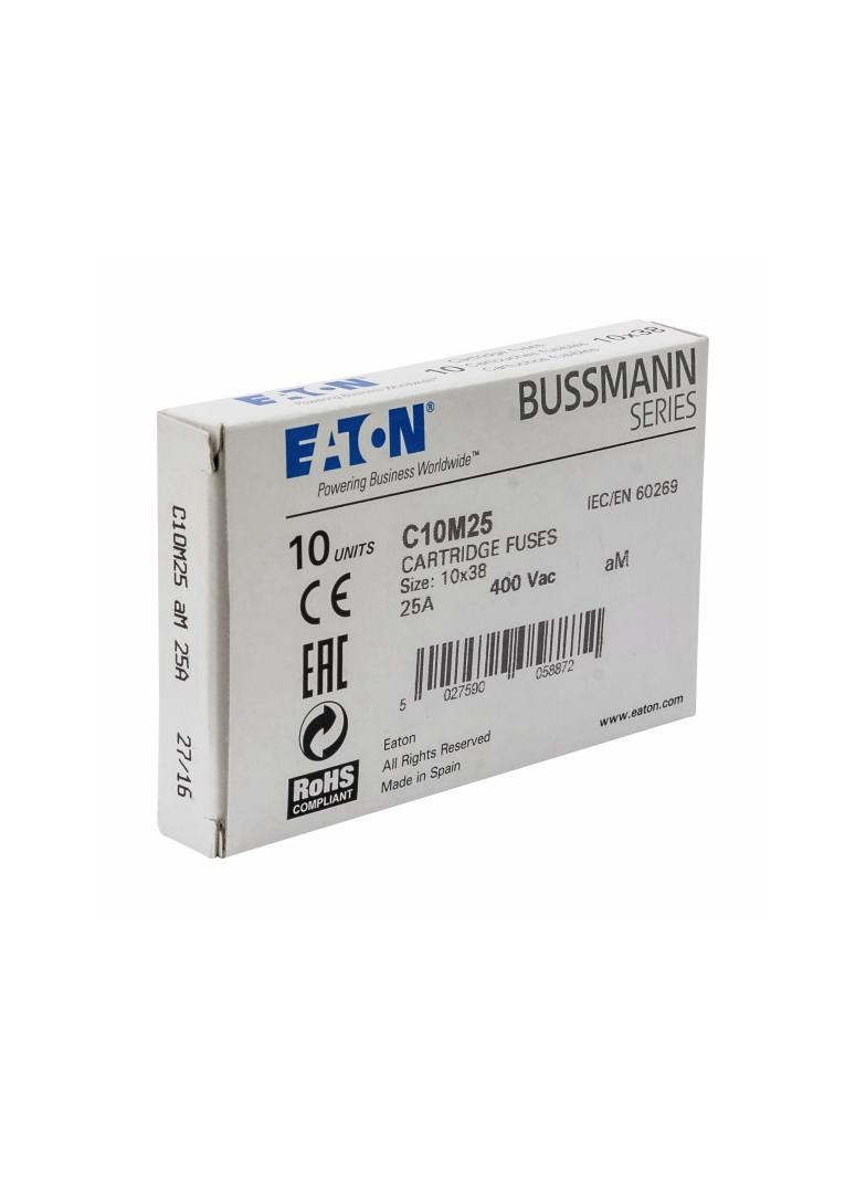 CYLINDRICAL FUSE 10 x 38 25A AM 400V AC Wkładka cylindryczna 10 x 38mm 25A AM 500V AC C10M25 EATON