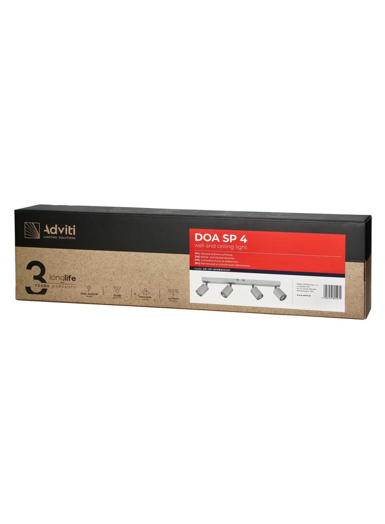 DOA SP 4 oprawa ścienno-sufitowa GU10 max. 4x50W IP20 biała AD-OP-6248WGU10 ORNO
