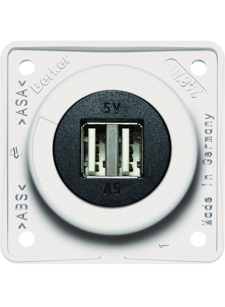 Integro Gniazdo USB ładowania podwójne, 12V, 3A; biały połysk, mechanizm czarny