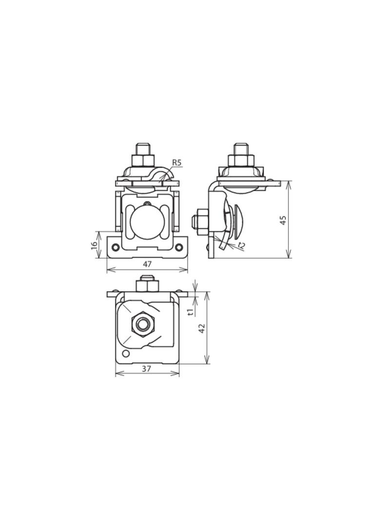 Zacisk krawędziowy wygięty 0,7-8 mm, Alu