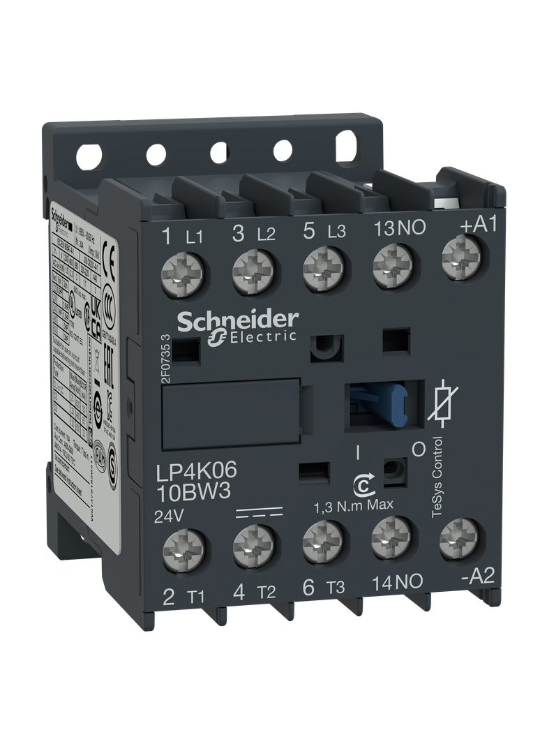 Stycznik mocy, TeSys K, 6A, 3P, 1NO, cewka 110VDC, zaciski skrzynkowe LP4K0610FW3