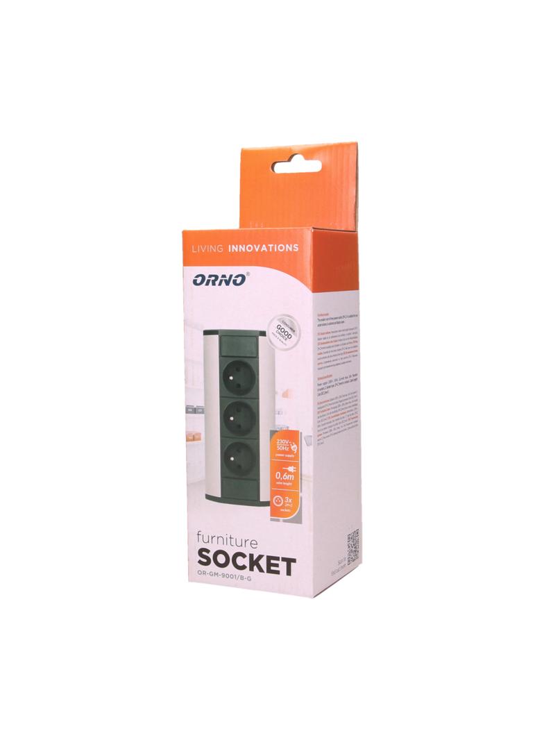Gniazdo meblowe 3x2P+Z, czarno-srebrne OR-GM-9001/B-G ORNO