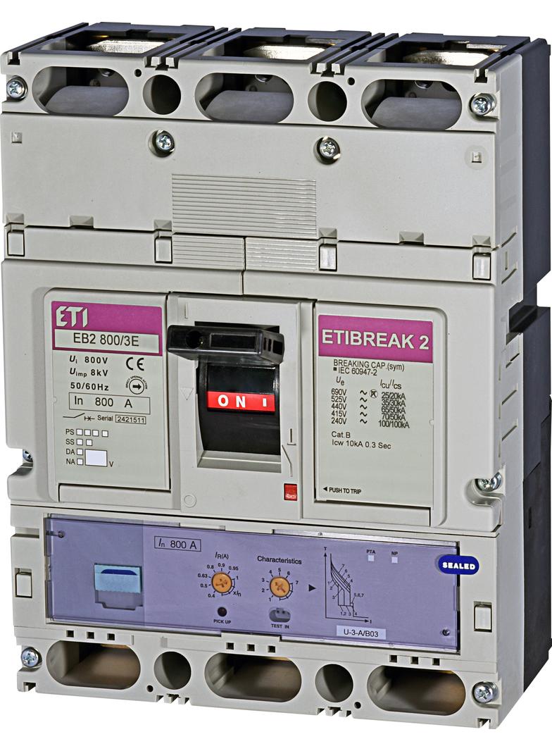 Wyłącznik mocy 70kA wyzw. elektroniczny EB2 800/3E 800A 3P 004672190 ETI